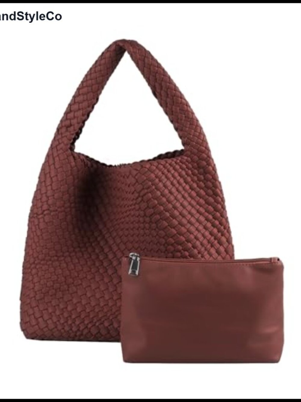 Hand Woven Vegan Leather Tote Bag with Purse for Women Travel Shoulder Bag